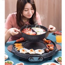  Intexca Multi-Function Electric Portable BBQ Grill Baking Pan Hot Pot with Divider